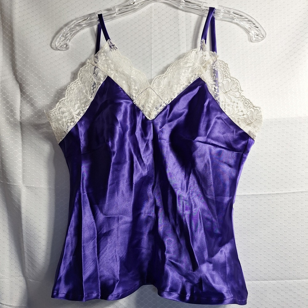 COZY COLLECTION Handmade Y2K Satin Babydoll Cami Lace Tank Top Sz S/M? Purple
